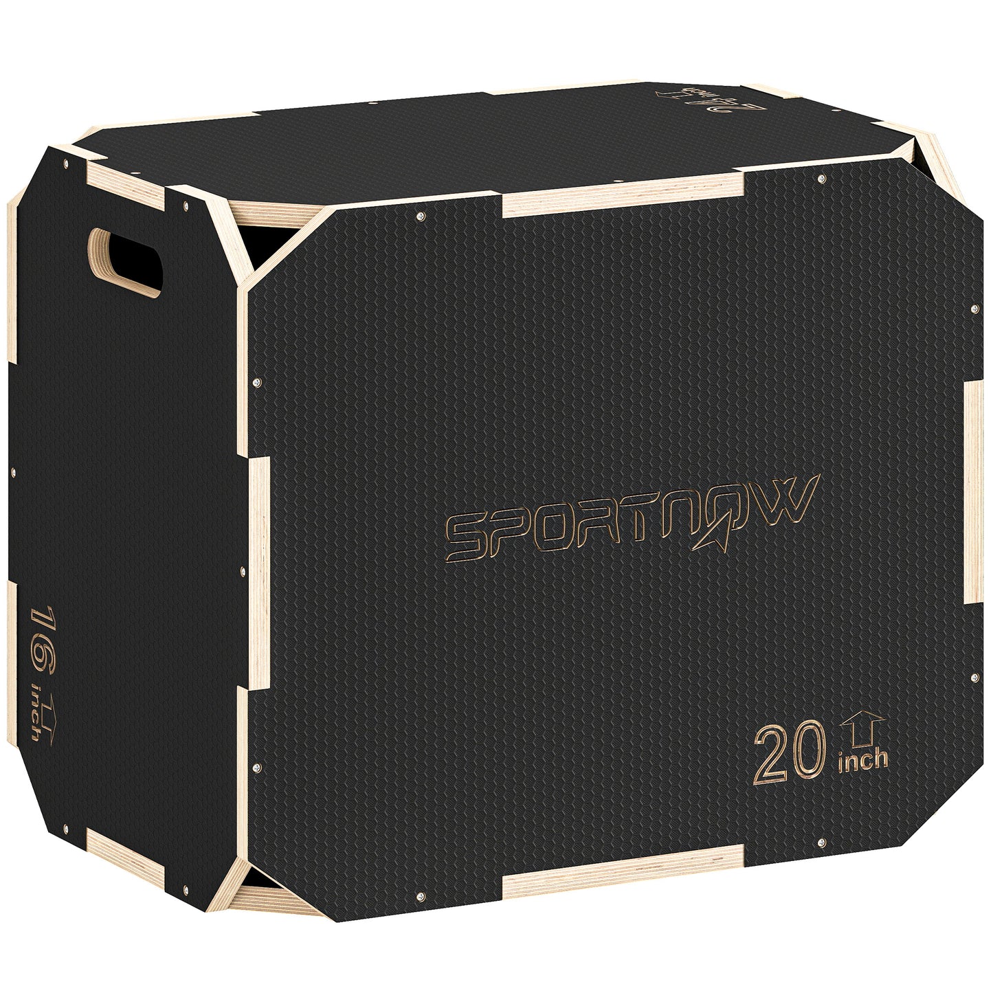 SPORTNOW 3-in-1 Plyo-Box aus Holz, rutschfeste, eckenlose Plyo-Plattform mit Grifföffnungen für Heim- und Outdoor-Workouts, 61/51/40,5 cm   Aosom