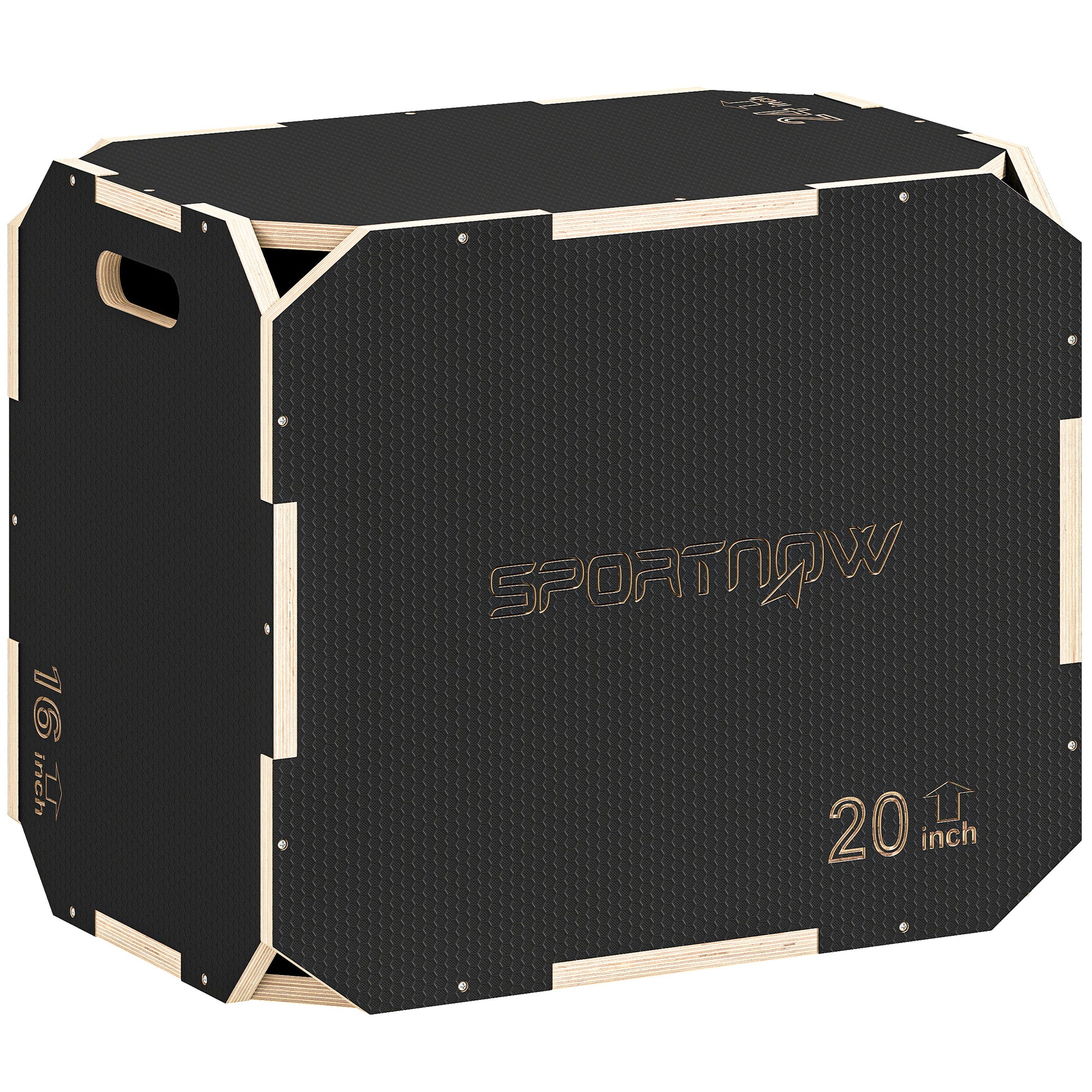 SPORTNOW 3-in-1 Plyo-Box aus Holz, rutschfeste, eckenlose Plyo-Plattform mit Grifföffnungen für Heim- und Outdoor-Workouts, 61/51/40,5 cm   Aosom