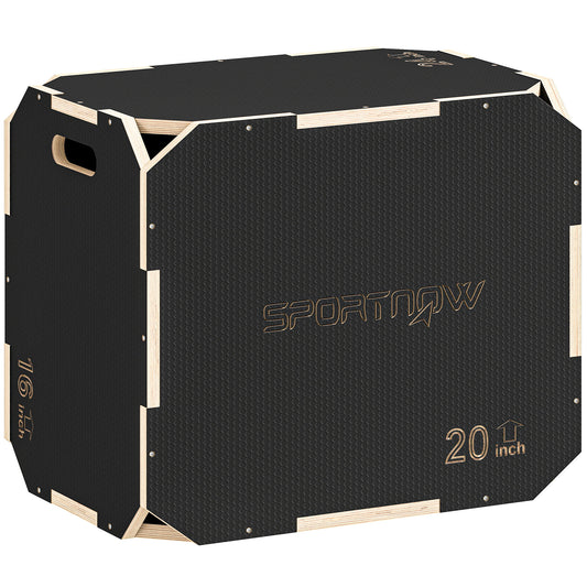 SPORTNOW 3-in-1 Plyo-Box aus Holz, rutschfeste, eckenlose Plyo-Plattform mit Grifföffnungen für Heim- und Outdoor-Workouts, 61/51/40,5 cm   Aosom