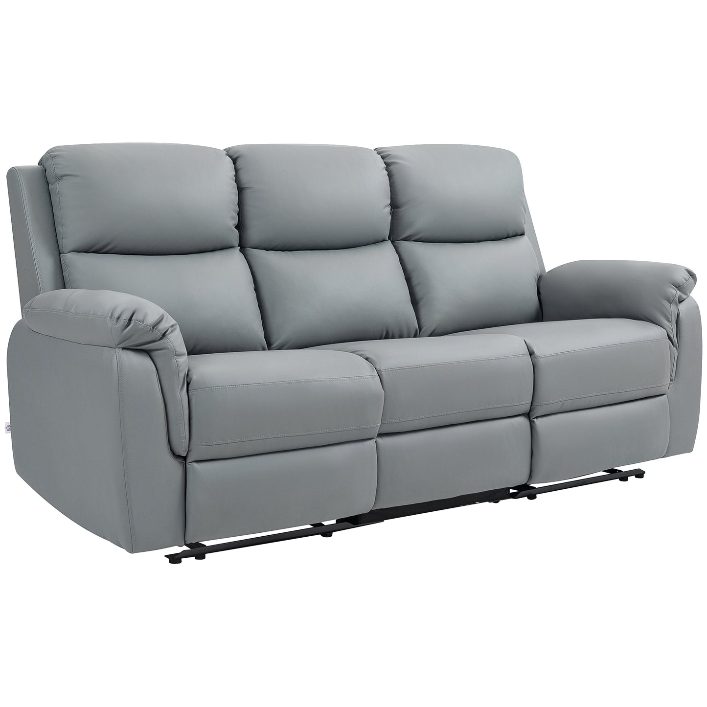 HOMCOM Fernsehsessel Relaxsessel mit Liegefunktion, 3 Sitzer Sofa TV-Sessel mit Taschenfeder, Kinosessel mit Doppel-Liegesessel, Fußablage, schnelle Montage für Wohnzimmer, Dunkelgrau   Aosom