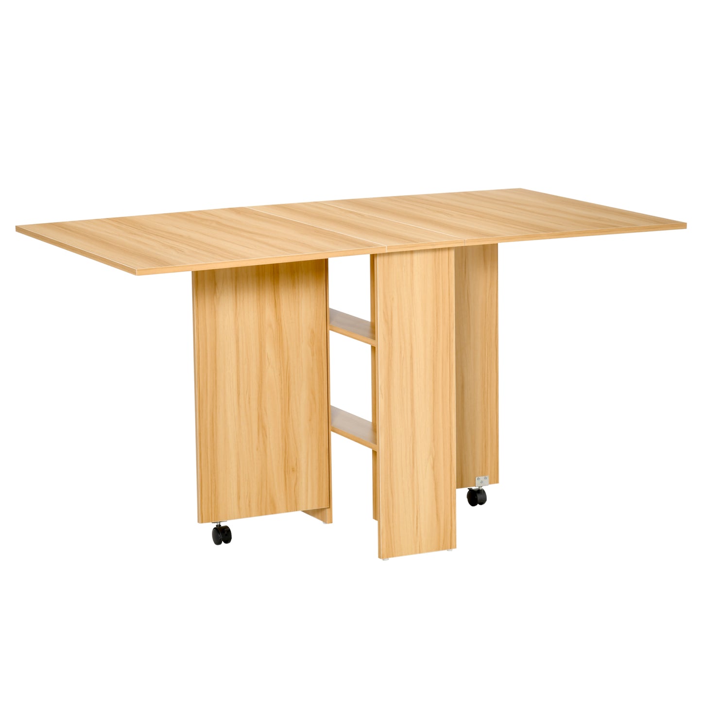 HOMCOM Klapptisch Esszimmertisch mobiler Beistelltisch Schreibtisch mit Rollen 140 x 80 x 74 cm in Naturfarbe, platzsparend & vielseitig   Aosom.de