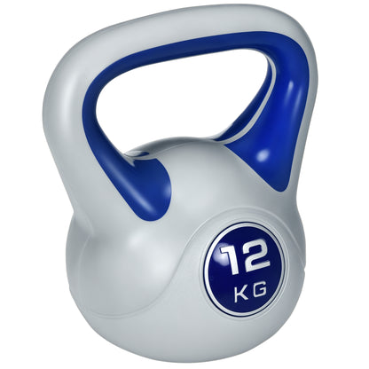 SPORTNOW Kettlebell 12 KG, bodenschonende Kugelhantel für Krafttraining & Fitness, blau, ideal für Home Workout   Aosom.de