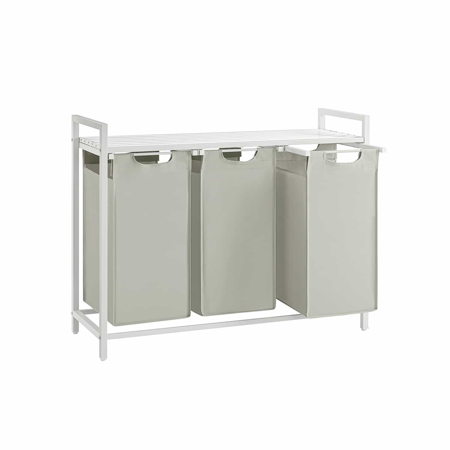 Wäschekorb 3 x 38 L mit 1 Ablage weiß