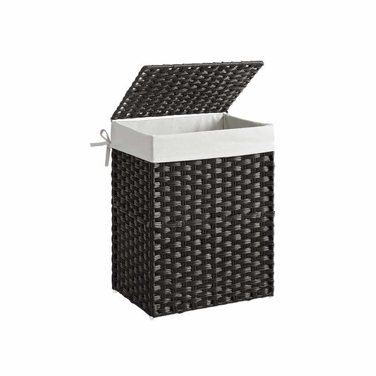 Wäschekorb aus Polyrattan Schwarz