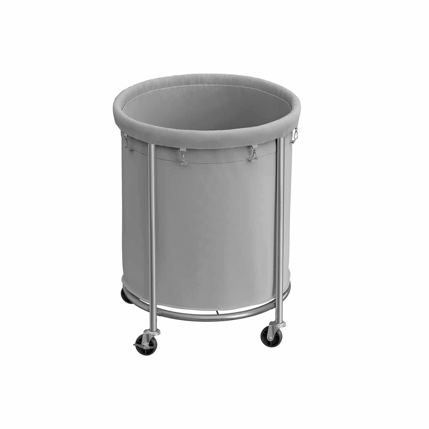 Wäschekorb rund 170 Liter mit 4 Rollen grau-silbern