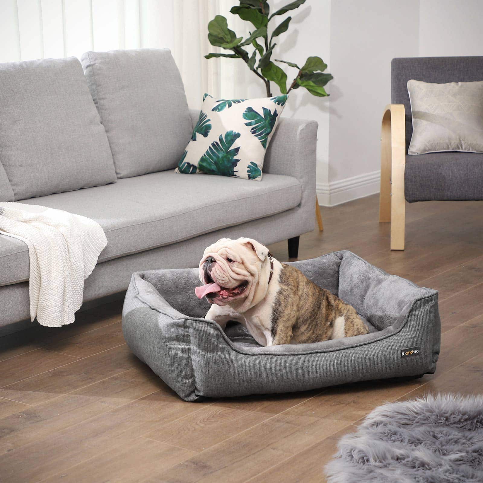 Waschbares Hundebett 90 cm Grau