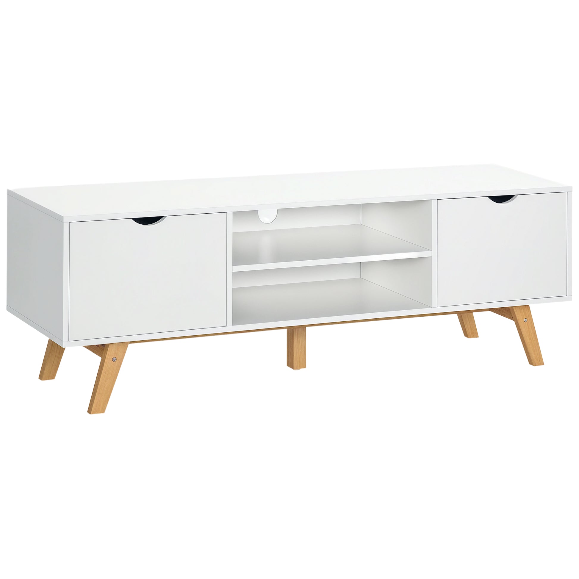 HOMCOM TV Schrank, TV-Kommode, Schrankelement mit Schubladen und Offene Regale, MDF, Weiß, 150 x 39 x 50 cm   Aosom