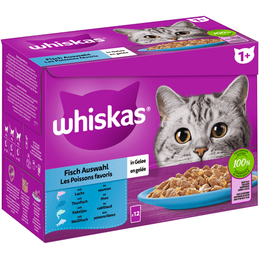 Whiskas 1+ Fisch Auswahl Gelee 12x85g 4er Pack