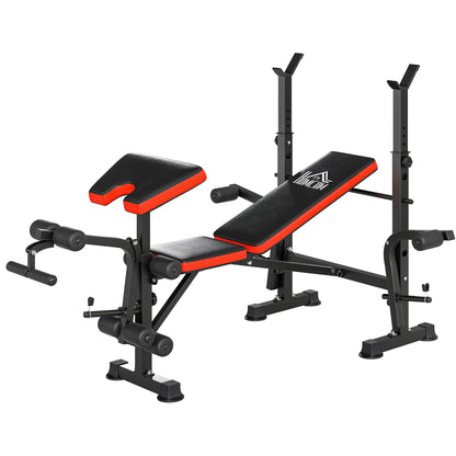 HOMCOM Hantelbank mit Ablage verstellbare Multifunktion Trainingsbank mit Langhantelständer Butterfly Beincurler Bankdrücken 3-Fach Rückenlehne Schrägbank Flachbank bis 150 kg Fitnessbank für Zuhause   Aosom