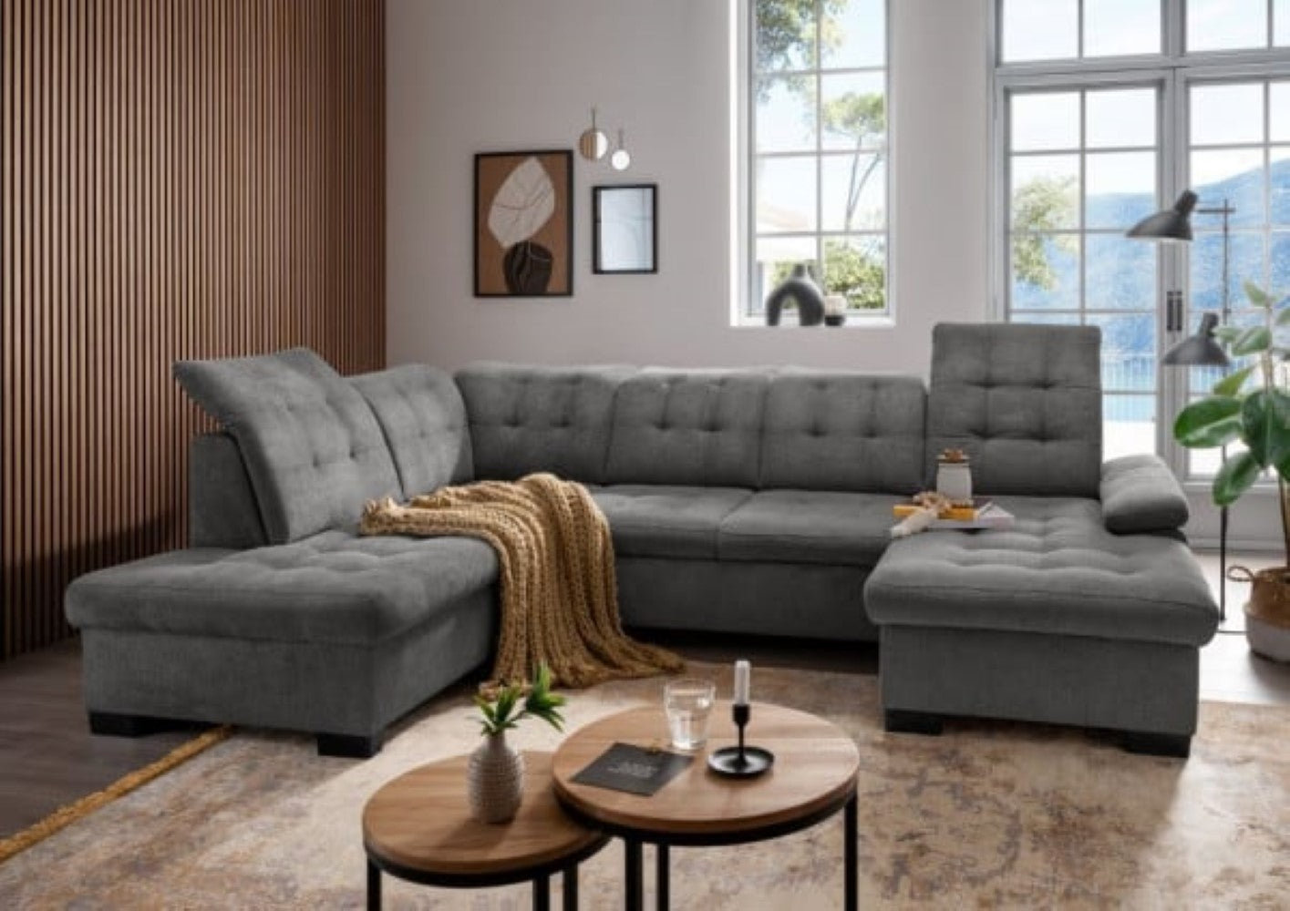 Gemütliche Wohnlandschaft Attentione von Benformato mit Schlaffunktion und Bettkasten