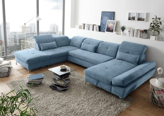 Wohnlandschaft Melfi von Ed Exciting Design – Modernes U-Form Sofa mit Schlaffunktion und Bettkasten