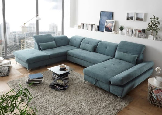 Wohnlandschaft Melfi von Ed Exciting Design – Modernes U-Form Sofa mit Schlaffunktion und Bettkasten