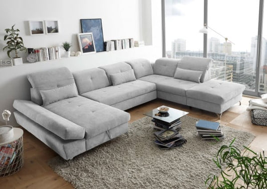 Wohnlandschaft Melfi von Ed Exciting Design – Modernes U-Form Sofa mit Schlaffunktion und Bettkasten