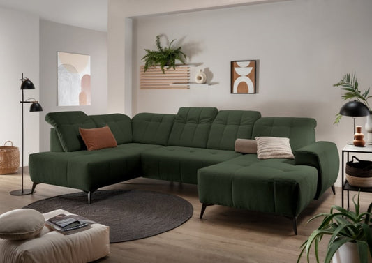 Grüne U Form Wohnlandschaft mit Elektrofunktion: Sano