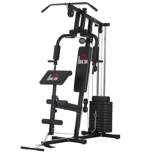 HOMCOM Fitness-Station mit 12 Gewichtsblöcken à 5,5 kg für ein umfassendes Training - 135 x 103 x 210 cm   Aosom