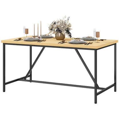 HOMCOM Esstisch für 6 Personen, rechteckiger Küchentisch im modernen Stil - Holzoptikplatte und schwarze Stahlbeine mit verstellbaren Fußkappen, 150 x 80 cm, natürlich   Aosom