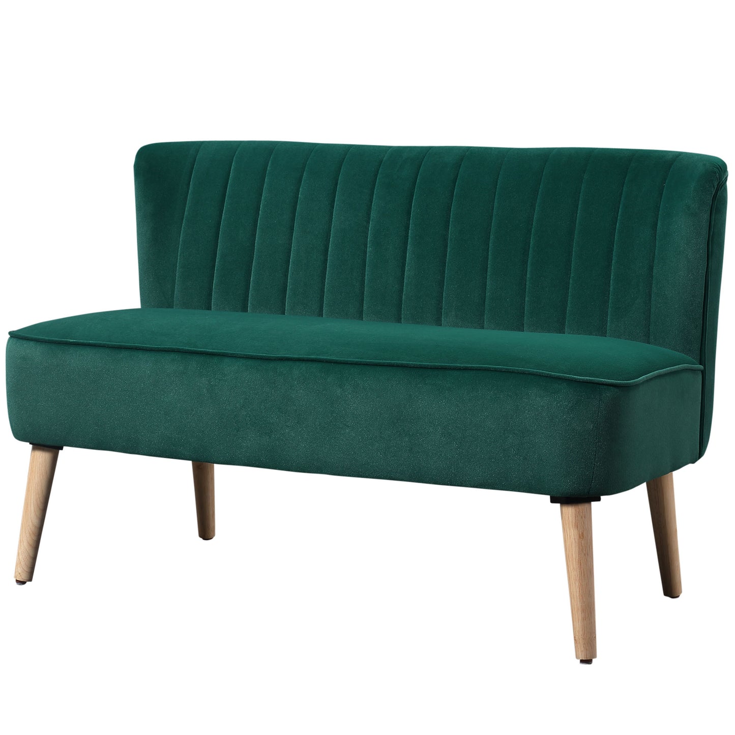 HOMCOM 2-Sitzer Loungesofa Zweiersofa dunkelgrün, Holzrahmen, samtartiges Polyester, Schaumstoffpolsterung, 117 x 56,5 x 77 cm   Aosom.de