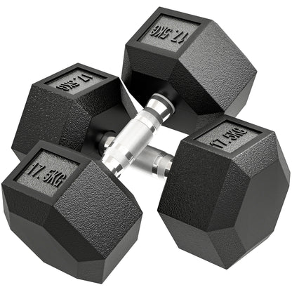 HOMCOM Hanteln mit gerändeltem Griff, Kurzhantel aus Gusseisen, 2 x 17,5kg, Kurzhanteln für Männer und Frauen, Dumbbell für Zuhause, Fitnessstudio, Krafttraining   Aosom