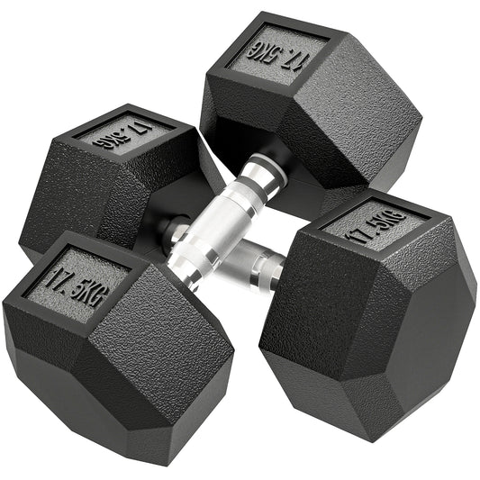 HOMCOM Hanteln mit gerändeltem Griff, Kurzhantel aus Gusseisen, 2 x 17,5kg, Kurzhanteln für Männer und Frauen, Dumbbell für Zuhause, Fitnessstudio, Krafttraining   Aosom