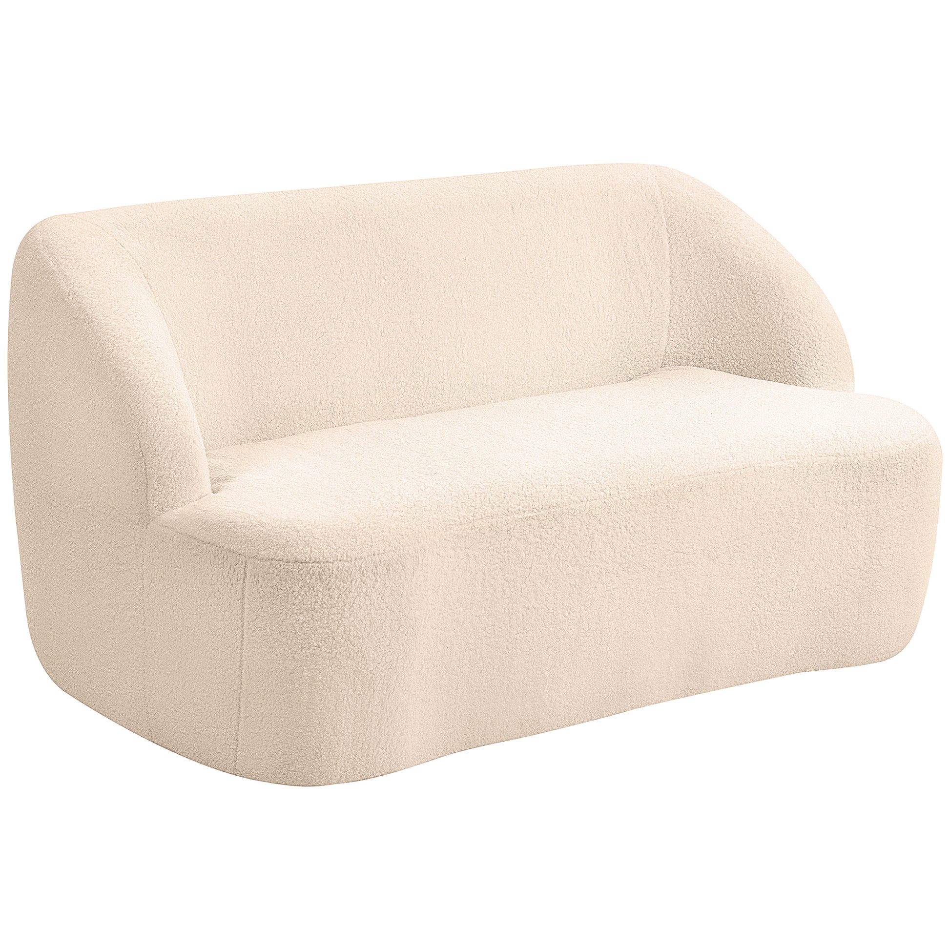 HOMCOM Canapé 2 places Kleines Sofa aus Frotteegewebe 142 cm Modernes Design mit geschwungenem Rücken- und Sitzbereich, ideal für Schlafzimmer, Wohnung, kleine Räume, kein Zusammenbau nötig, Beige   Aosom
