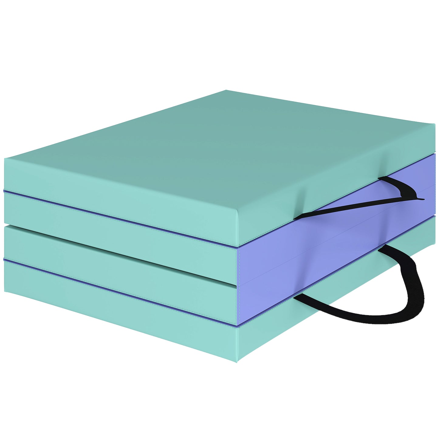 SPORTNOW Faltbare tragbare Gymnastikmatte, dickes Sportmatte in 4 Teilen mit Transportgriffen, für Yoga, Fitness, Dehnung, 180 x 60 x 5 cm, grün und lila   Aosom