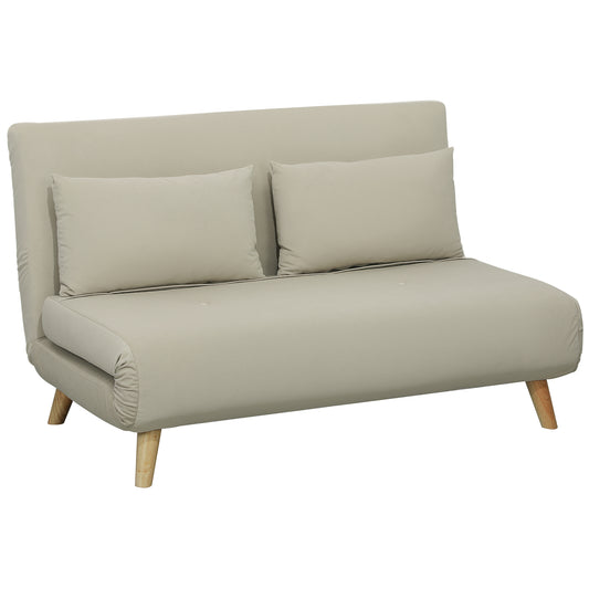 HOMCOM Schlafsofa Sofa mit Schlaffunktion 130 X 78 cm Couch mit Lendenkissen, Samtoptik, Verstellbarer Rückenlehne für Wohnzimmer, Schlafzimmer, Beige   Aosom