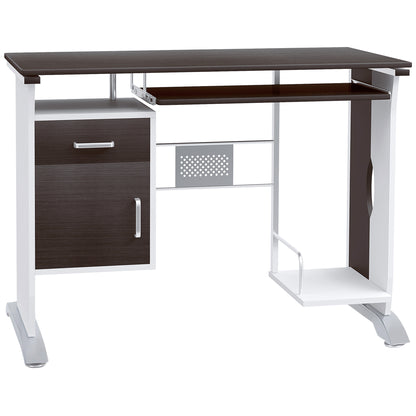 HOMCOM Schreibtisch mit Schubladen Computertisch 100x52x75cm Anti-Rutsch Metall MDF in Schwarznuss und Silber für Büro und Homeoffice   Aosom.de