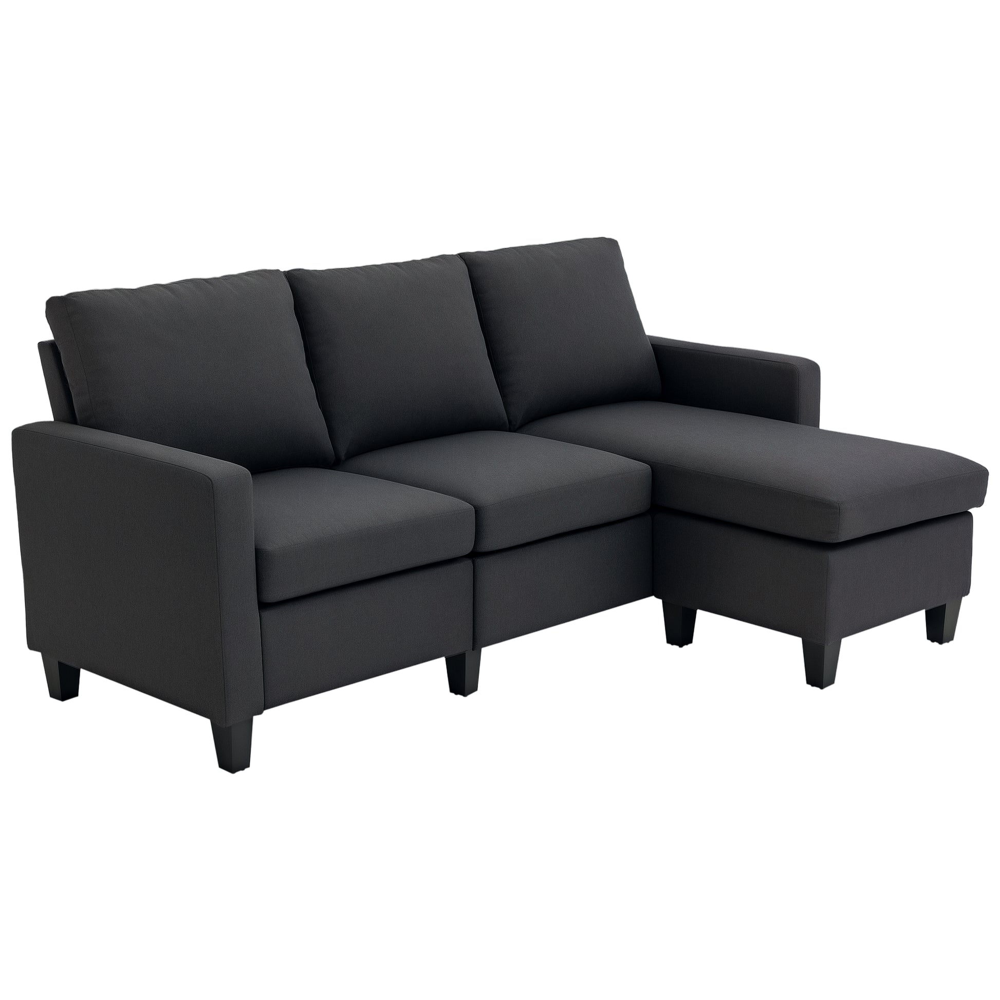 HOMCOM Ecksofa Stoffsofa L-Form mit wendbarer Chaiselongue, Couchgarnitur Leinen Dunkelgrau 197x139x91cm für Wohnzimmer   Aosom.de