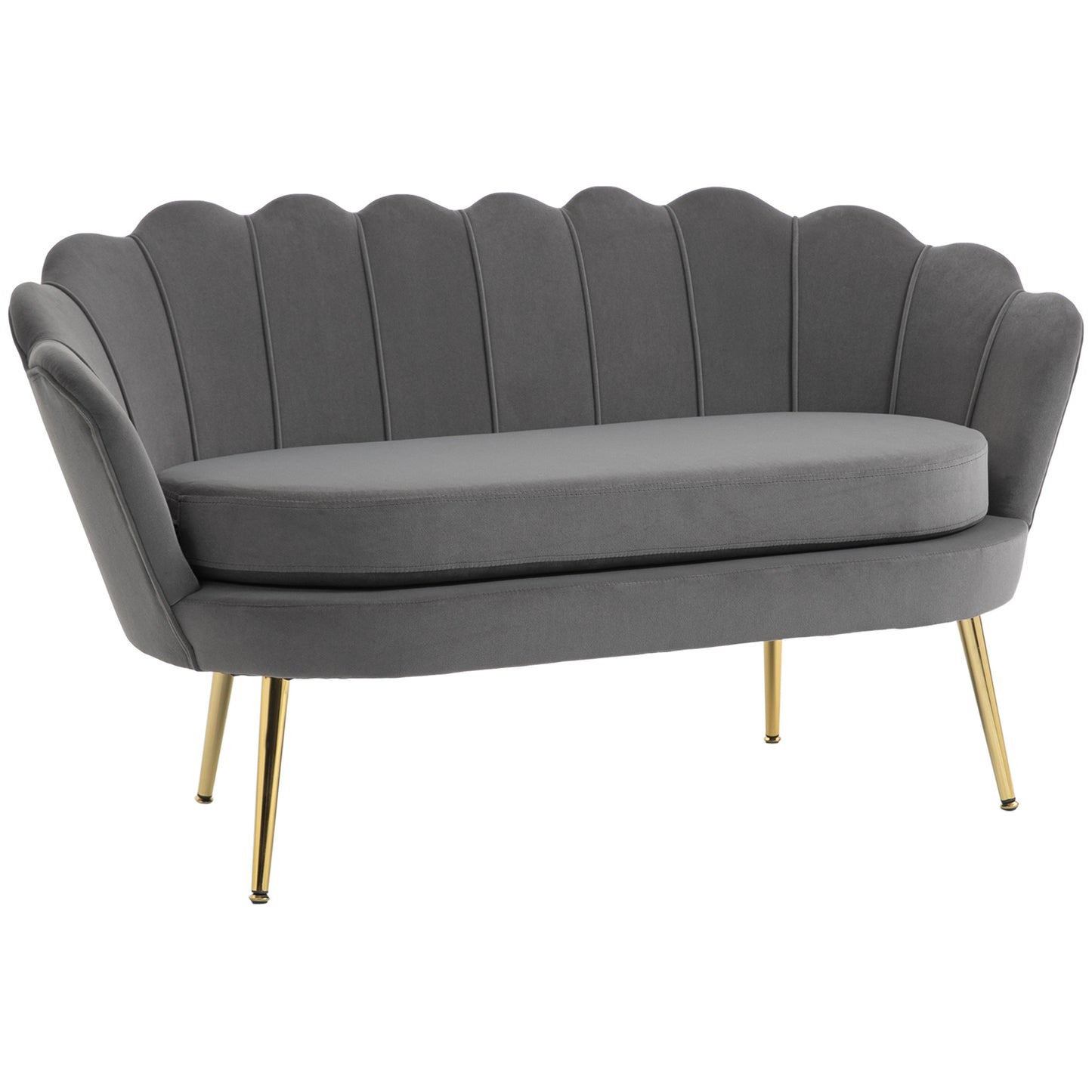 HOMCOM 2-Sitzer Stoffsofa, 133 x 63 x 75 cm, Loungesofa mit weichen großzügigen Kissen, Polstersofa, Polstermöbel, Samt, Polyester   Aosom