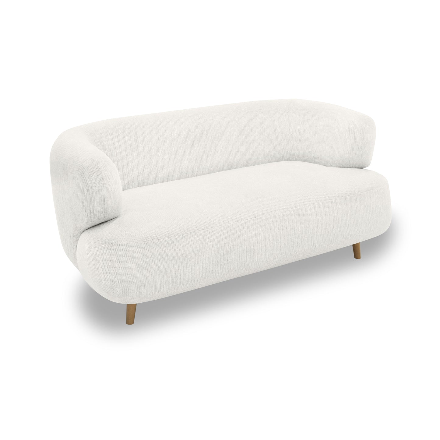 Sofa 800014, 2-Sitzer, runde Ecken, Holzfüße Eiche, 2er Couch, 86 x 73 x 160 cm (BxTxH), weiß   Aosom