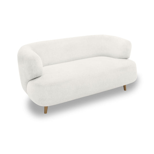 Sofa 800014, 2-Sitzer, runde Ecken, Holzfüße Eiche, 2er Couch, 86 x 73 x 160 cm (BxTxH), weiß   Aosom