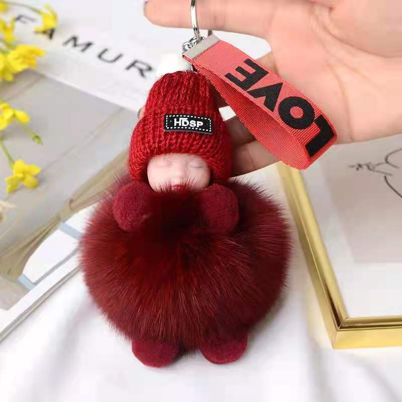 9 CM Schönheit Für Dame Schöne Mädchen Tasche Anhänger Plüsch Puppe Auto Schlüsselanhänger Anhänger beige