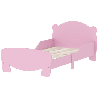 AIYAPLAY Montessori Kinderbett 3-6 Jahre, 140x70 cm Einzelbett für Kinder mit Anti-Fall-Leisten und Bärenholz-Lattenrost für Kinderzimmer, Rosa   Aosom