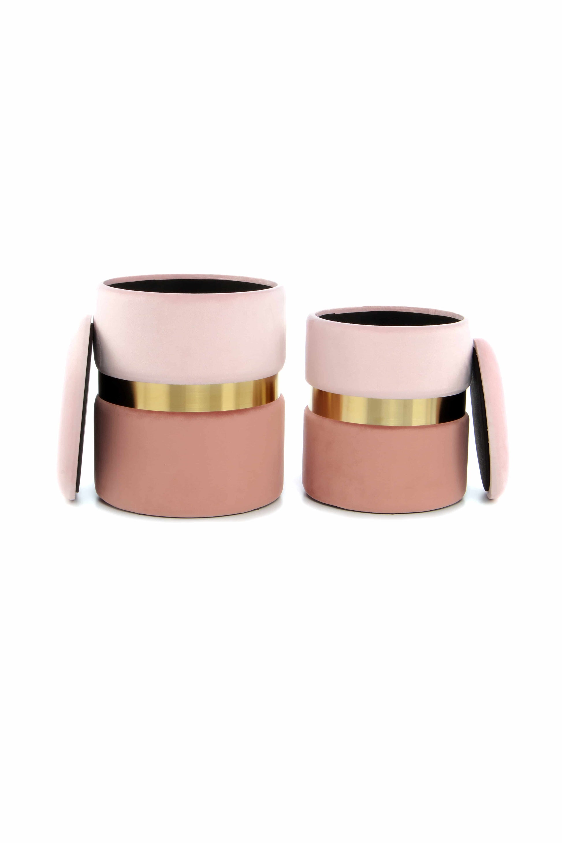 Hocker Zora 125 2er-Set Rosa / Gold / Altrosa