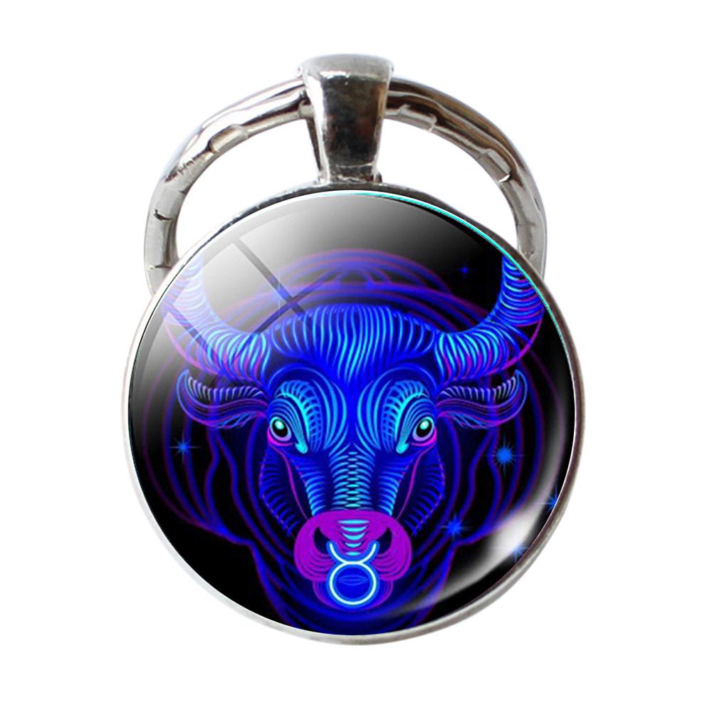 Schlüsselanhänger mit 12 Sternbildern, Sternzeichen-Anhänger, doppelseitiger Schlüsselanhänger, Schlüsselanhänger, Black Friday-Geschenke Taurus