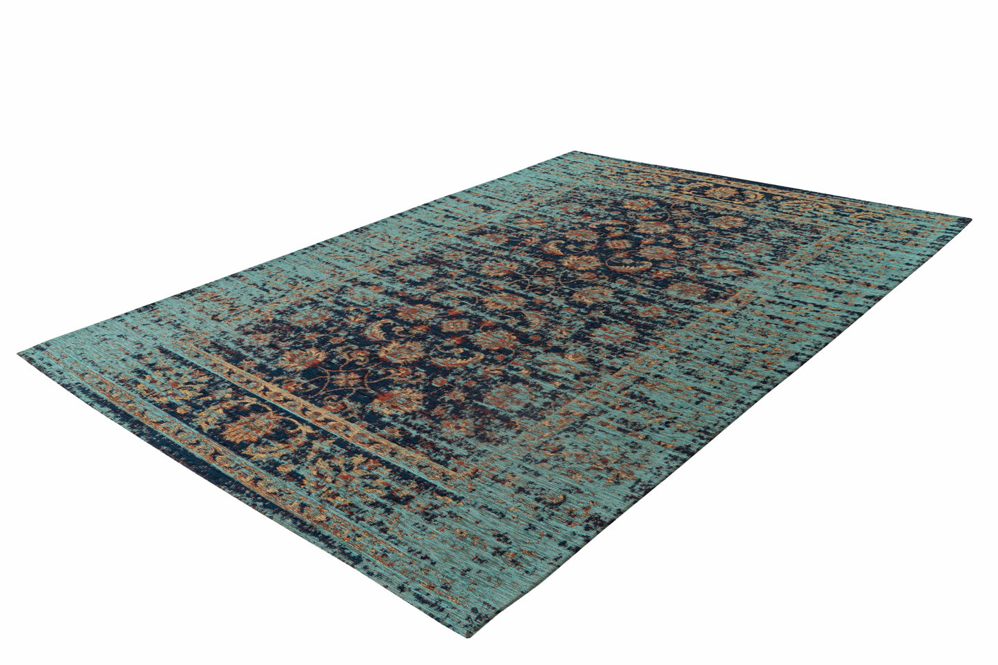 Teppich Charme 225 Multi / Blau 80cm x 150cm | Vintage-Stil | Flachflor