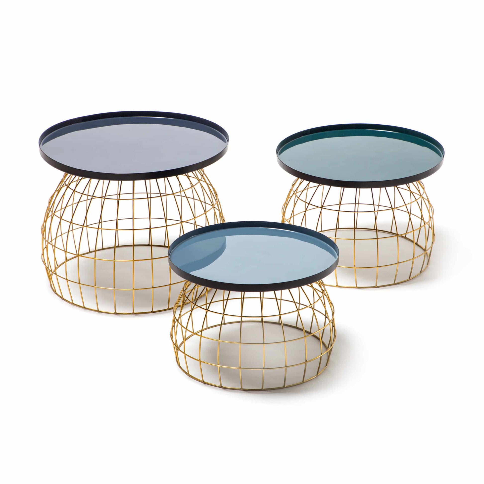 Beistelltisch-Set Laudatio 360 Dunkelblau / Petrol / Grau