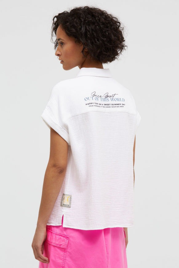 SOCCX Ärmellose Musselin-Bluse mit Rückenprint