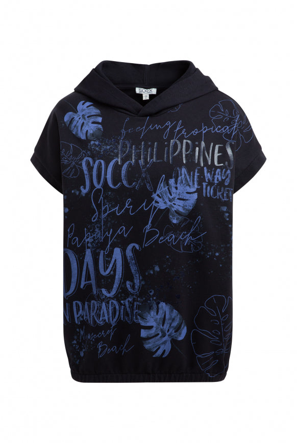 SOCCX Ärmelloser-Hoodie mit All Over Print - blue navy