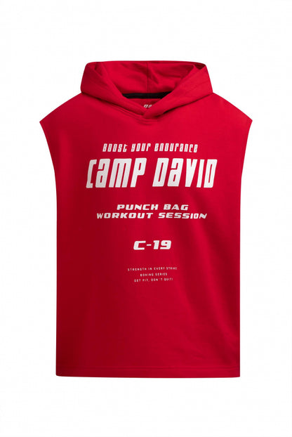 CAMP DAVID Ärmelloser Hoodie mit Label Prints - energy red