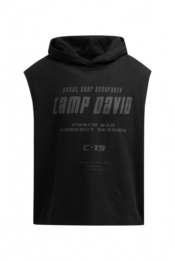 CAMP DAVID Ärmelloser Hoodie mitLabel Prints - black