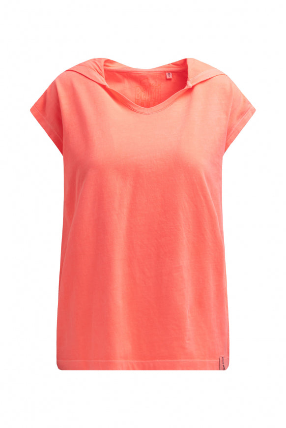 SOCCX Ärmelloses Hoodie-Shirt mit Rückenprint - neon coral