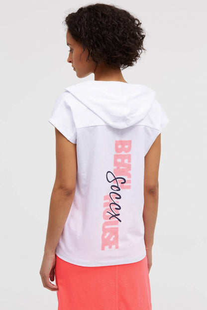 SOCCX Ärmelloses Hoodie-Shirt mit Rückenprint - opticwhite