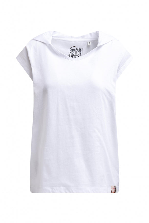 SOCCX Ärmelloses Hoodie-Shirt mit Rückenprint - opticwhite