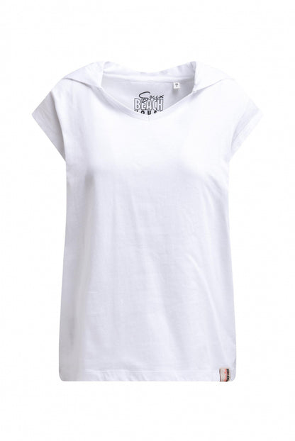SOCCX Ärmelloses Hoodie-Shirt mit Rückenprint - opticwhite