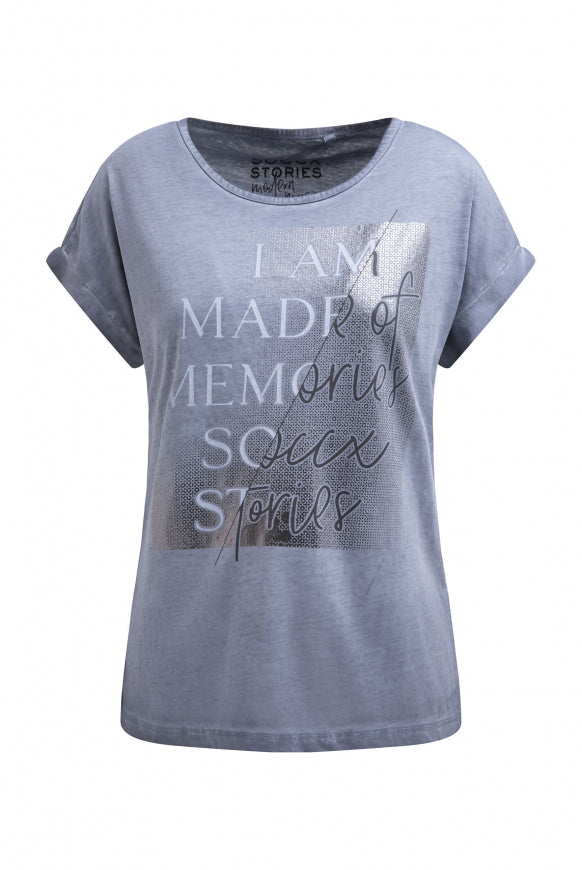 SOCCX Ärmelloses Shirt mit Folienprint - blue grey