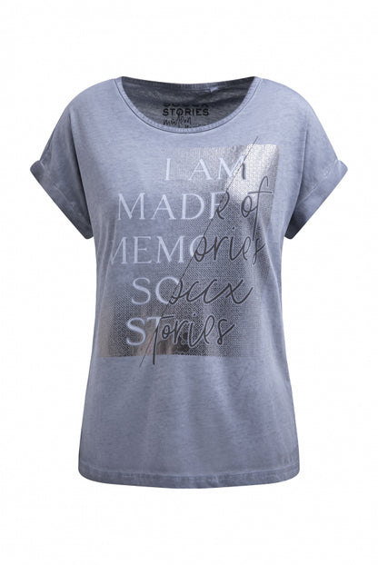 SOCCX Ärmelloses Shirt mit Folienprint - blue grey
