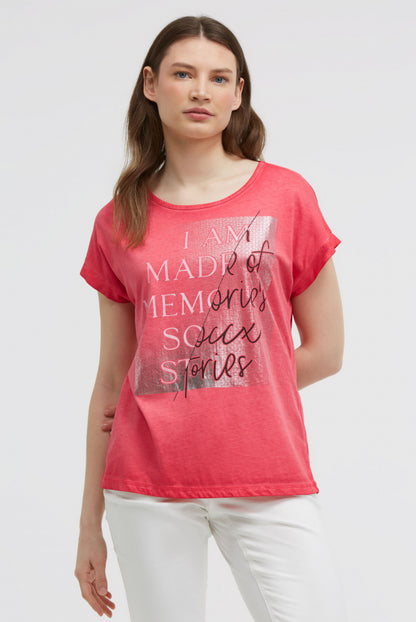 SOCCX Ärmelloses Shirt mit Folienprint - red orange