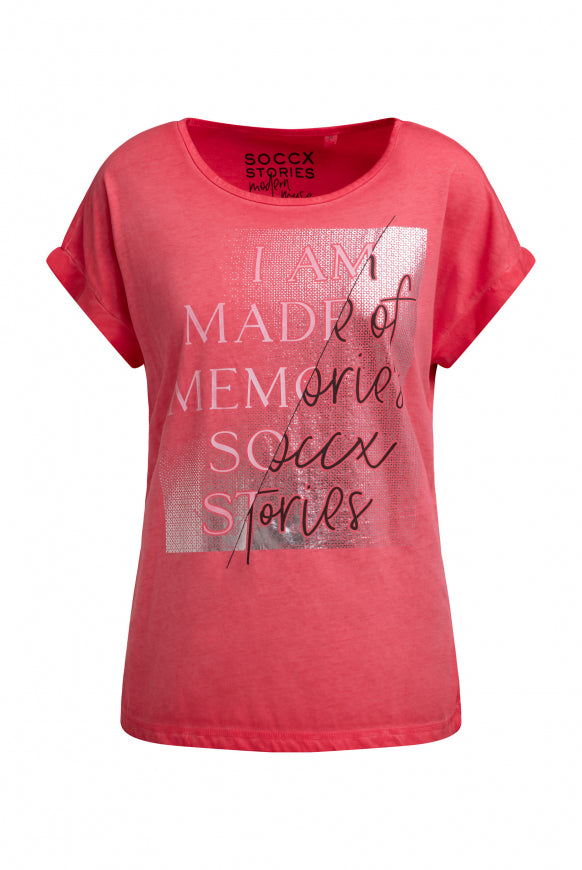 SOCCX Ärmelloses Shirt mit Folienprint - red orange
