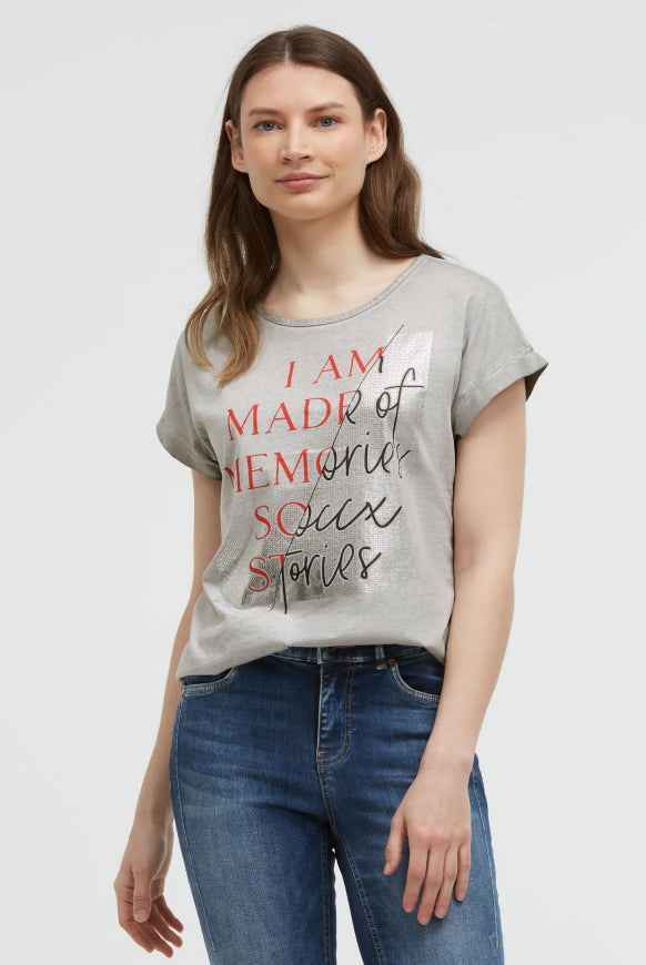 SOCCX Ärmelloses Shirt mit Folienprint - shadow